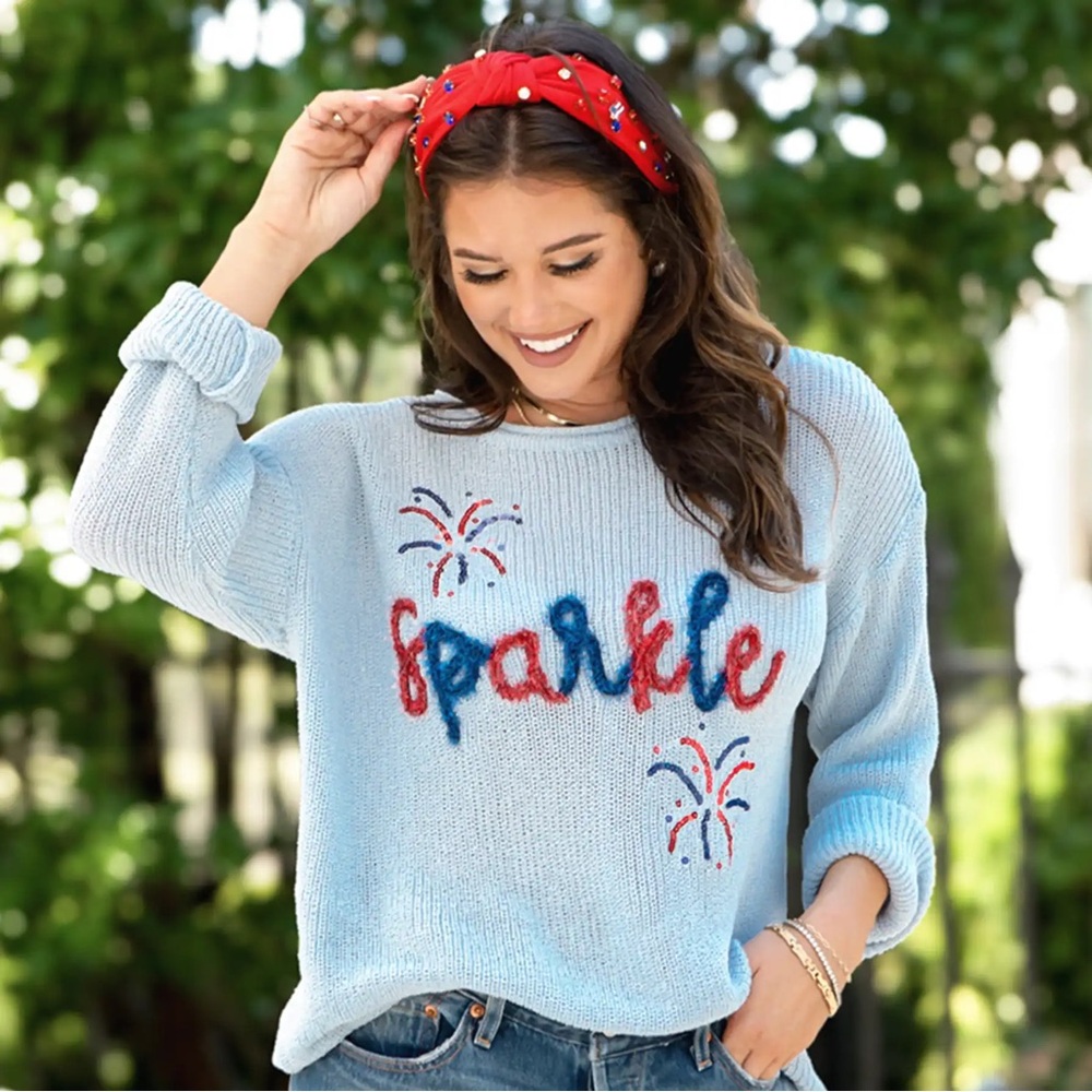 MARLEYLILLY Preppy Coastal Patriotic Sweater 2XL/3XL 🇺🇸 Lake Weekend Bonfire